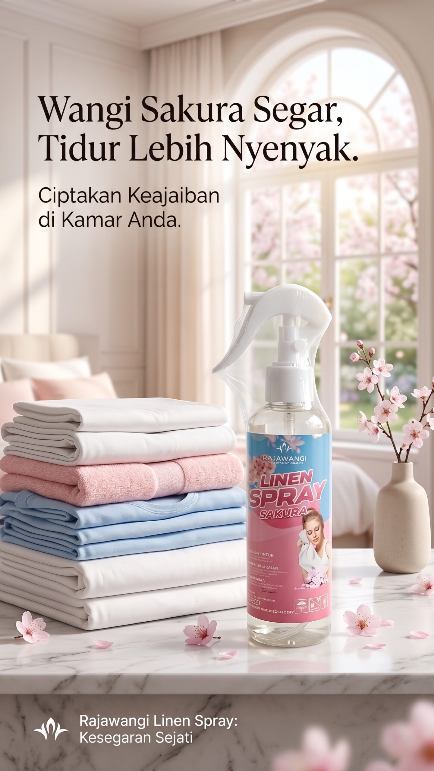 Parfum Laundry Linen Spray Sakura - Pewangi Baju & Sprei Anti Apek, Bikin Tidur Nyenyak