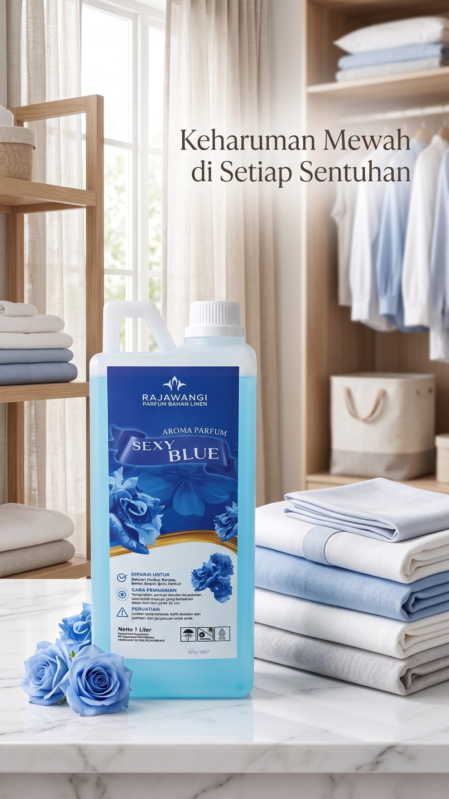 Parfum Linen 1 Liter Varian Sexy Blue - Pewangi Pakaian Laundry Aroma Mewah Tahan Lama